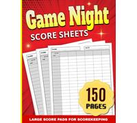 Game Night Score Sheet: Large 150 Pads Scorekeeping for Board Games, Card Games and More