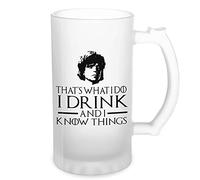 Game of Thrones I Drink and I Know Things Tyrion Lannister Bière transparente Tasse Stein 0.5L