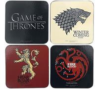 Game of Thrones Lot de 4 Dessous-de-Verre sous Licence Officielle, Protection en mélamine et Base en liège, Multicolore, 10 x 10 cm