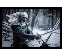 Game of Thrones - Poster - White Walker + cadre amovible, Shinsuke® Maxi MDF noir, vitre acrylique