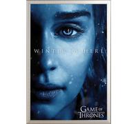Game of Thrones - Poster - Winter is Here - Daenerys + cadre amovible, Shinsuke® Maxi aluminium argenté, vitre acrylique