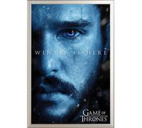 Game of Thrones - Poster - Winter is Here - Jon + cadre amovible, Shinsuke® Maxi aluminium argenté, vitre acrylique