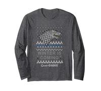 Game of Thrones Winter is Coming Noël Manche Longue, Unisexe pour Adultes, Chiné Foncé, XXL