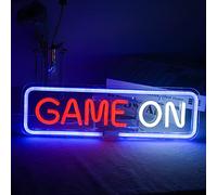 Game On Enseigne au néon Pour décoration murale Jeu Led Neon Light USB Acrylique Lumières décoratives pour salle de jeux Chambre Home Bar Jeu Concours Club Party Cadeau d'anniversaire (Bleu Rouge)