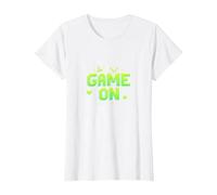 Game on Press Start Retro Pixel Gamer T-Shirt, Femme, Blanc, 3XL