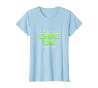 Game on Press Start Retro Pixel Gamer T-Shirt, Femme, Bleu Céleste, 3XL