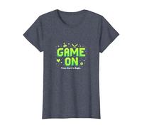 Game on Press Start Retro Pixel Gamer T-Shirt, Femme, Bleu Chiné, 3XL