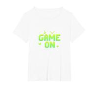 Game on Press Start Retro Pixel Gamer T-Shirt, Femme Grandes Tailles, Blanc, 3X