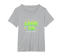 Game on Press Start Retro Pixel Gamer T-Shirt, Femme Grandes Tailles, Gris Chiné, 3X