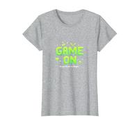 Game on Press Start Retro Pixel Gamer T-Shirt, Femme, Gris Chiné, 3XL
