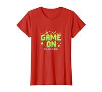 Game on Press Start Retro Pixel Gamer T-Shirt, Femme, Rouge, 3XL