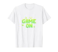 Game on Press Start Retro Pixel Gamer T-Shirt, Homme, Blanc, 3XL