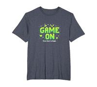 Game on Press Start Retro Pixel Gamer T-Shirt, Homme Grandes Tailles, Bleu Chiné, 3X Tall