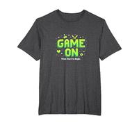 Game on Press Start Retro Pixel Gamer T-Shirt, Homme Grandes Tailles, Chiné Foncé, 3X Tall