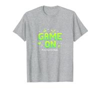 Game on Press Start Retro Pixel Gamer T-Shirt, Homme, Gris Chiné, 3XL