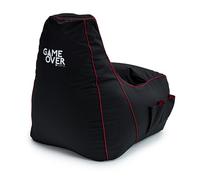 Game Over Chaise Pouf de Jeux Vidéos | Salle de Séjour Intérieure Fauteuil Gamer | Poches Latérales pour Les Manettes | Support de Casque | Conception Ergonomique (Cramoisi Électrique)