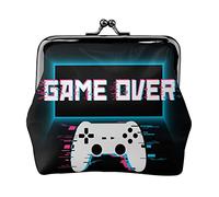 Game Over Portefeuille pour Femme Porte-Monnaie Kiss Lock Change Purse Wallet Porte-Cartes Boucle Sac à Main Mignon Petit Portefeuille de Poche en Cuir PU pour Femme Ladies Clutch Purse (Cactus)