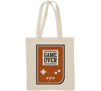 Game Over Sac fourre-tout rétro en coton naturel Motif console de jeu Blanc
