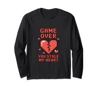 Game Over You Stole My Heart Pixel Gamer Manche Longue