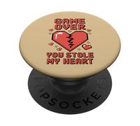 Game Over You Stole My Heart Pixel Gamer PopSockets PopGrip Adhésif