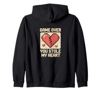 Game Over You Stole My Heart Pixel Gamer Sweat à Capuche