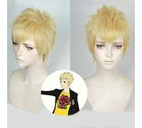 Game P5 Persona 5 Ryuji Sakamoto Hair Short Milk Blonde Layered Heat Resistant Cosplay Costume Wig + Free Wig Cap