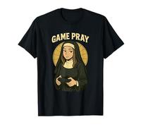 Game Pray Pun Funny Anime Nonne Gamer Joke Retro Video Gaming T-Shirt