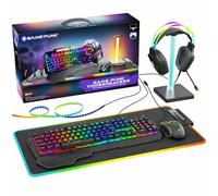 GAME PUNK Ensemble de jeu 6 pièces Codebreakers RVB - Clavier mécanique, souris RVB et tapis de souris XL, hub USB avec support, bande lumineuse - Accessoires de jeu PC pour ordinateur de bureau et