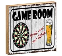 Game Room - Panneau en bois - Bring your own Beer - Cible de fléchettes - 18 cm x 12 cm