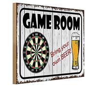 Game Room Panneau en bois | Bring your own Beer | Cible de fléchettes | 40 cm x 30 cm
