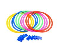 Game Set, Ring Games, 14.96x14.96x0.59 inches Interlocking Squares, Obstacle Course Playset with Beanbag, Outdoor Activity Toy for Kids, Motor Skill Development Use