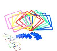 Game Set, Ring Games, 14.96x14.96x0.59 inches Interlocking Squares, Obstacle Course Playset with Beanbag, Outdoor Activity Toy for Kids, Motor Skill Development Use