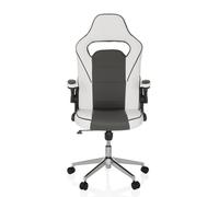 MyBuero Chaise pivotante Gaming avec accoudoirs rabattables Game Sport Pro Fauteuil de Bureau en Similicuir siège Sport, rembourré, Blanc/Gris foncé