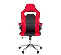 MyBuero Chaise pivotante Gaming Chaise avec accoudoirs rabattables Game Sport Pro Similicuir Chaise de Bureau siège Sport, rembourré, Noir/Rouge