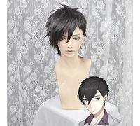 GAME The Caligula Effect Shikishima Ritsu Cosplay Wig Short Black Heat Resistant Synthetic Hair Wigs + Wig Cap