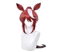 Game Umamusume Pretty Derby Tokai Teio Perruque longue queue de cheval avec oreilles en fibre résistante à la chaleur + bonnet de perruque Halloween