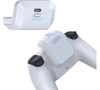 GameBat Batterie Pour Manette Dualsense PS5 1500 Mah Ergonomique [Blanc] Double Ton Temps De Jeu Accessoires Pour PS5