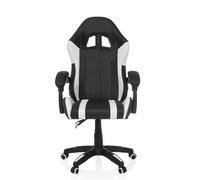 MyBuero Gamebreaker W02 Chaise de bureau avec oreiller et coussin lombaire réglable en hauteur en cuir synthétique Noir/blanc