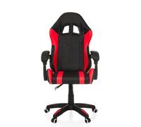 MyBuero Gamebreaker W02 Chaise de bureau avec oreiller et coussin lombaire réglable en hauteur en cuir synthétique Noir/rouge