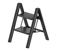 GameGem Escabeau 2 Marches, Tabouret Pliable à Pédale Large Anti-Dérapante en Aluminium Léger mais Robuste, Capacité 150 kg, Design Moderne Mignon pour Espaces Domestiques Intérieurs