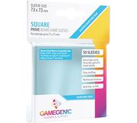 Gamegenic | Prime sleeves | 50 protège-cartes | Transparent | Aspect brillant | Carré 73x73mm | Color Code : Blue | Jeu de société | Accessoire