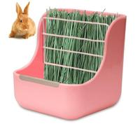 Gamelle 2 en 1 pour Cochon d'Inde, mangeoire à Foin pour Lapin, sans Danger pour la Mastication, avec Cadre en métal Robuste, Support à Foin Fixe vis croisées pour Cages et Autres