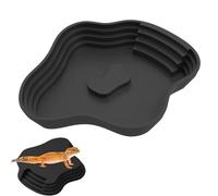 Gamelle à eau pour reptile, tortue robuste avec rampe, accessoires d'habitat pour dragons barbus, lézards, grenouilles, serpents, geckos, salamandres, 24,5 x 21,8 x 4 cm