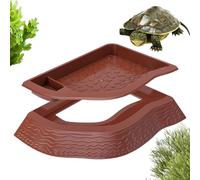 Gamelle à eau pour tortue, reptile - Bol de nourriture pour tortue avec rampe douce pour tremper, nourrir, se baigner, paysage, habitat