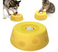 Gamelle à lécher pour chien avec boule à lécher en silicone antidérapant pour friandises liquides, bouillon d'os, jouet à lécher pour chiens et chats de petite et moyenne taille (jaune)