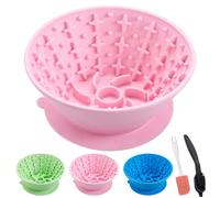 Gamelle à lécher pour chien en silicone avec os gelé, tapis antidérapant, comprend une brosse et un grattoir, grande ouverture pour soulager l'anxiété et la santé bucco-dentaire, parfait pour les