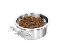 Gamelle à suspendre en acier inoxydable pour cage et nourriture pour chiens, chats, perroquets, oiseaux (L : 16 x 6 cm)