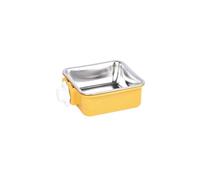 Gamelle à suspendre pour animal domestique, bol d'eau amovible en acier inoxydable pour cages et cages pour animaux de compagnie, chiens, chats, lapins d'Inde (jaune)