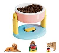 Gamelle à ventouse pour animal domestique, hauteur réglable pour nourriture et eau, pour chat et chien, trois niveaux réglables en hauteur, anti-déversement, facile à nettoyer (rose)