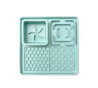 Gamelle à ventouse pour animal domestique - Tapis antidérapant en silicone avec double zone anti-étranglement pour chiens et chats (carré vert (assiette intérieure)